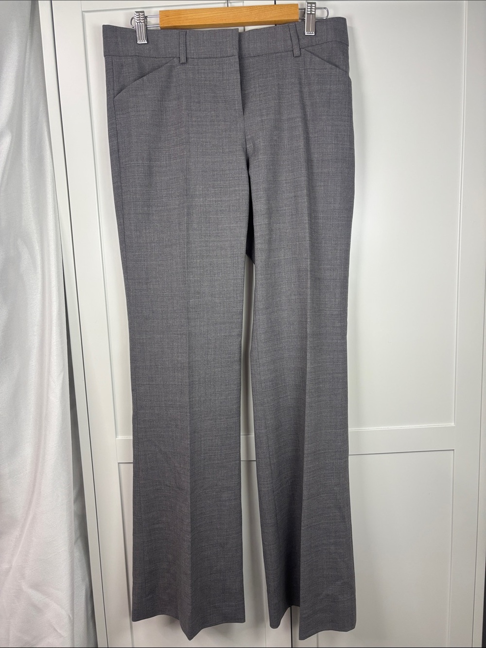 Theory Gray Straight-Leg Dress Trousers